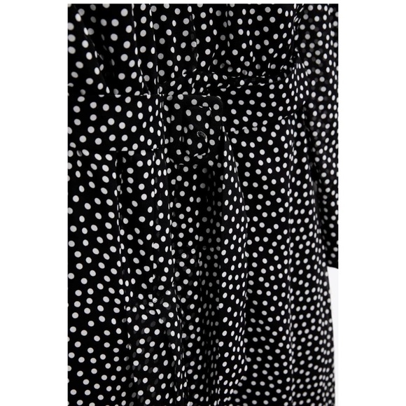 NEW Zara Polka Dot Belted Long Sleeve High Neck Maxi Dress M - Picture 3 of 9